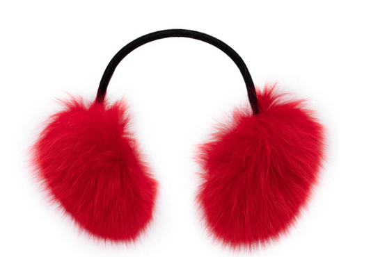 RED - Real Fox Fur Earmuffs