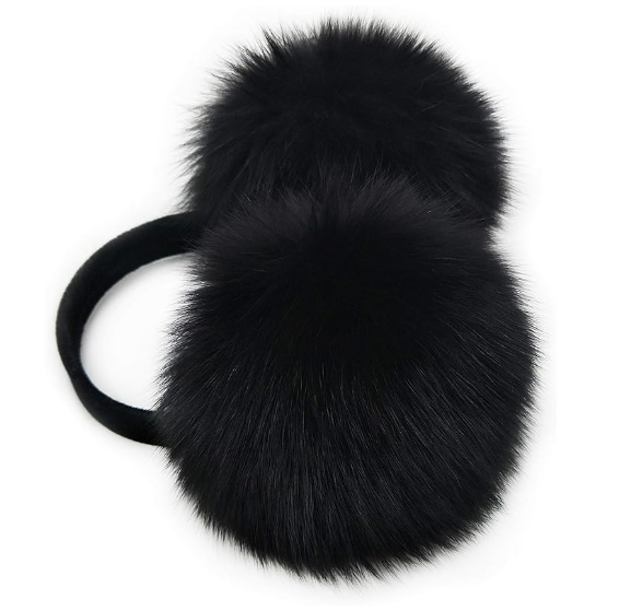 Black - Real Fox Fur Earmuffs